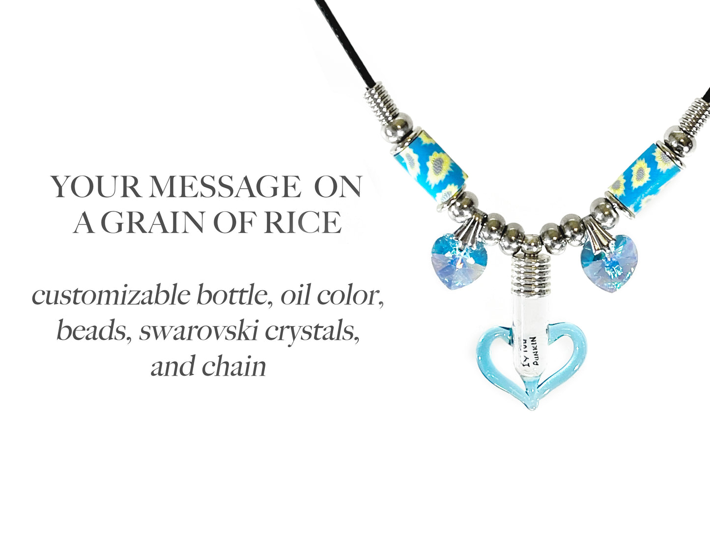 CUSTOM MADE RICE NECKLACE, Name on Rice Necklace, Design 2+2